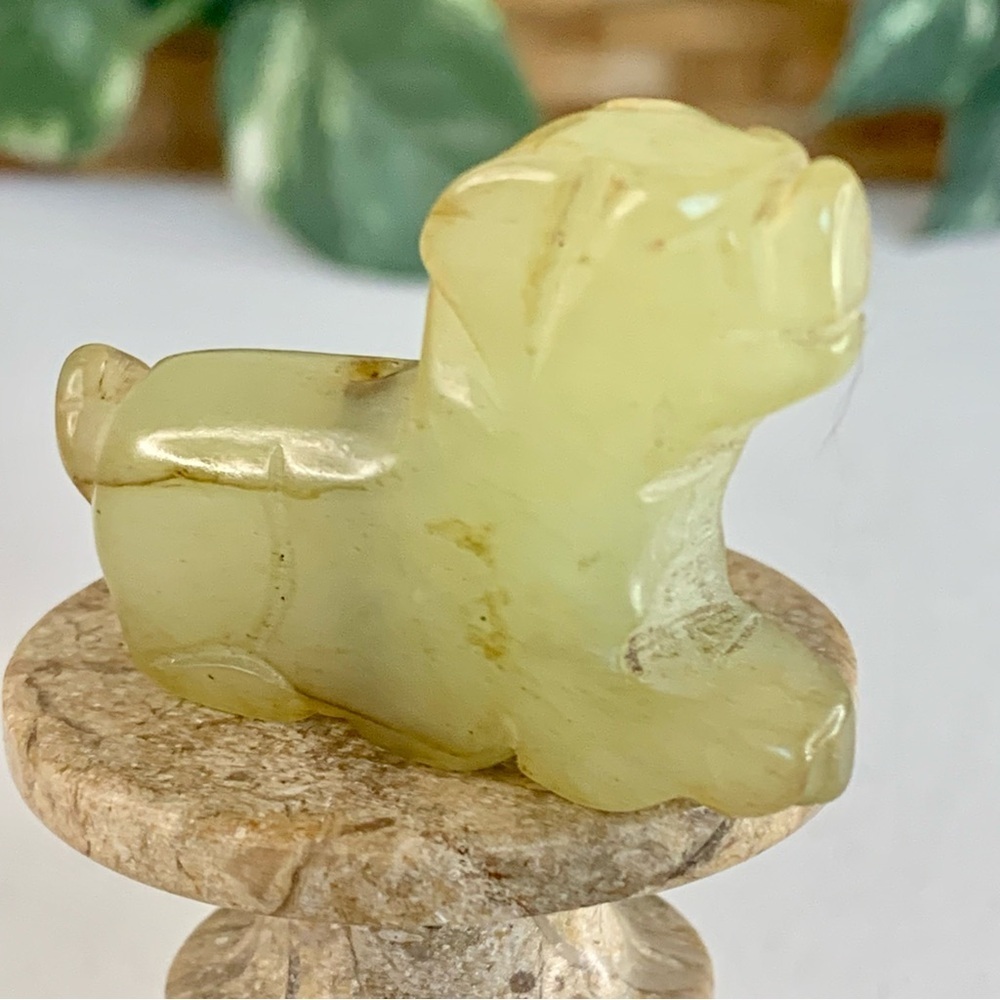Vintage Chinese Zodiac Jade DOG Pendant Bead Hand Carved Miniature Pet Animal 2" - Picture 5 of 12